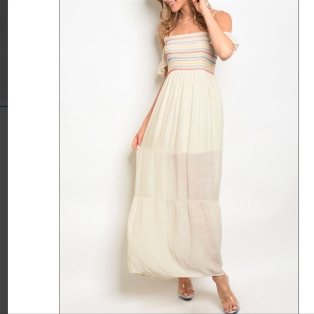 Boho maxi dress L stretch top